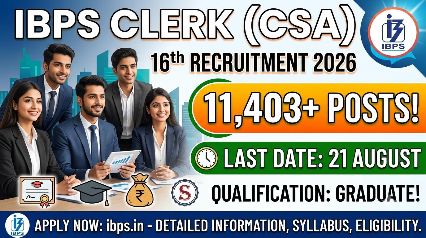 IBPS Clerk CSA 16th Recruitment